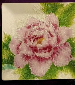 Vintage pink rose cookie plate